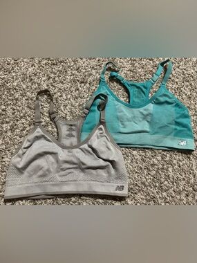 New Balance Gray & Teal Seamless Sports Bras Duo